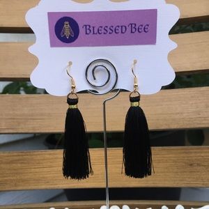 Back/gold tassel earrings